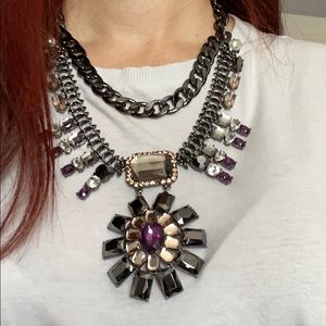 Large gunmetal statement necklace